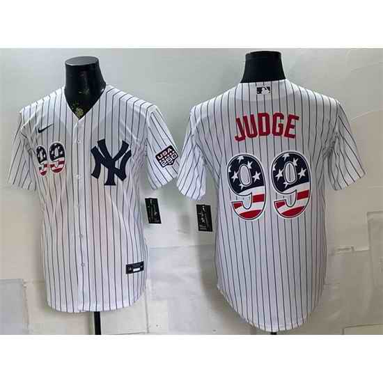 Men New York Yankees  99 Aaron Judge White USA 250 Fourth of July Home Stadium Stitched Baseball Jersey