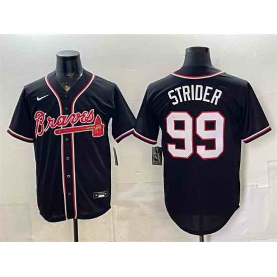 Men Atlanta Braves  99 Spencer Strider 2026 Fashion Replica Black Out Stitched Baseball Jersey