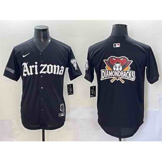 Men Arizona Diamondbacks Team Big Logo Black  27Gothic Desert Fang Edition 27 Vapor Premier Limited Stitched Baseball Jersey