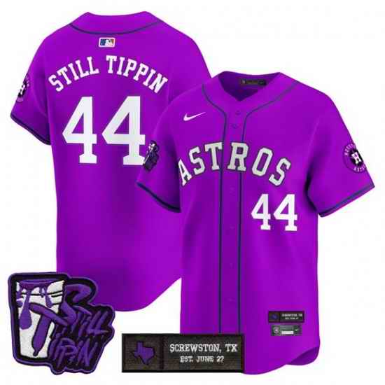 Men Houston Astros  44 Still Tippin DJ Screw Still Tippin Purple Patch Vapor Limited Stitched Baseball Jersey