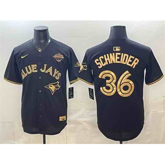 Men Toronto Blue Jays  36 Davis Schneider Black Gold 2025 American League Champions Limited Stitched Baseball Jersey