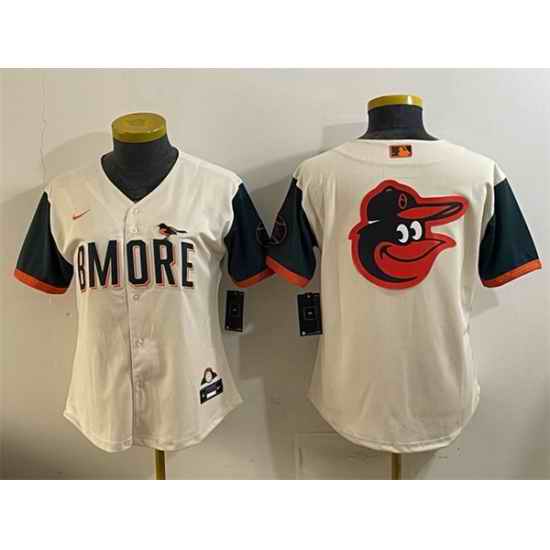 Women Baltimore Orioles Team Big Logo Natural 2026 City Connect Stadium Stitched Baseball Jersey