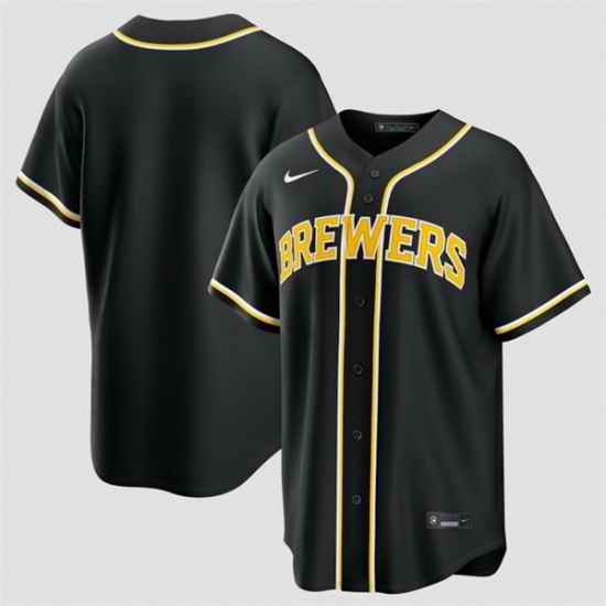 Men Milwaukee Brewers Blank 2026 Fashion Replica Black Out Stitched Baseball Jersey