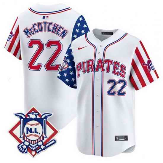 Men Pittsburgh Pirates 22 Andrew McCutchen White 2024 Fourth of July Vapor Limited Stitched Baseball Jersey