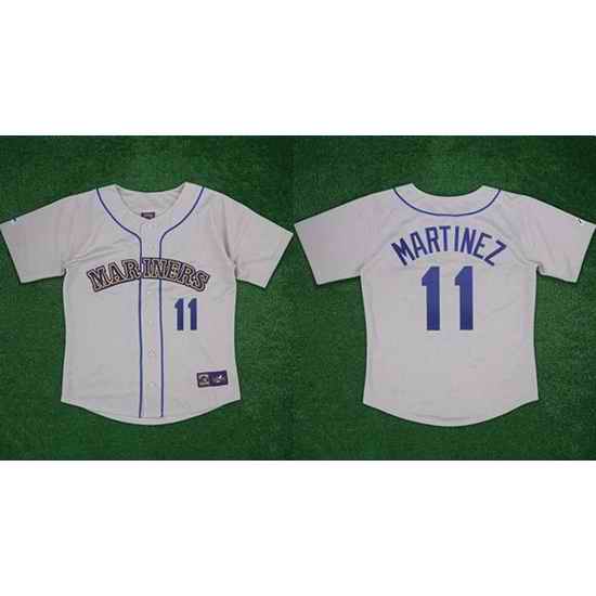 Men Seattle Mariners  11 Edgar Martinez Gray 1989 Stitched Baseball Jersey