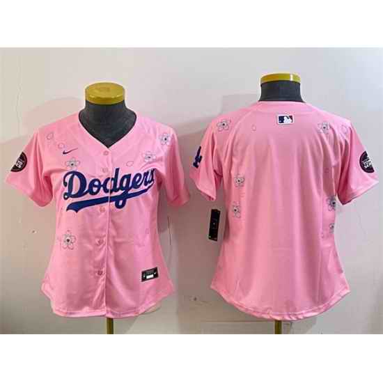 Youth Los Angeles Dodgers Blank Pink 2025 Tokyo Series Limited Stitched Baseball Jersey
