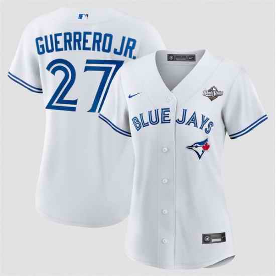 Women Toronto Blue Jays 27 Vladimir Guerrero Jr  White 2025 World Series Home Cool Base Stitched Baseball Jersey