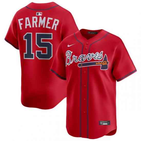 Men Atlanta Braves Nike Alternate Limited Jersey Red Farmer Kyle 15