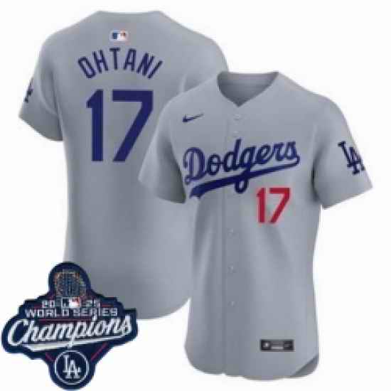 Toddler Los Angeles Dodgers Ohtani 17 Cool Base 2025 World Champions Stitched Baseball Jersey Gray