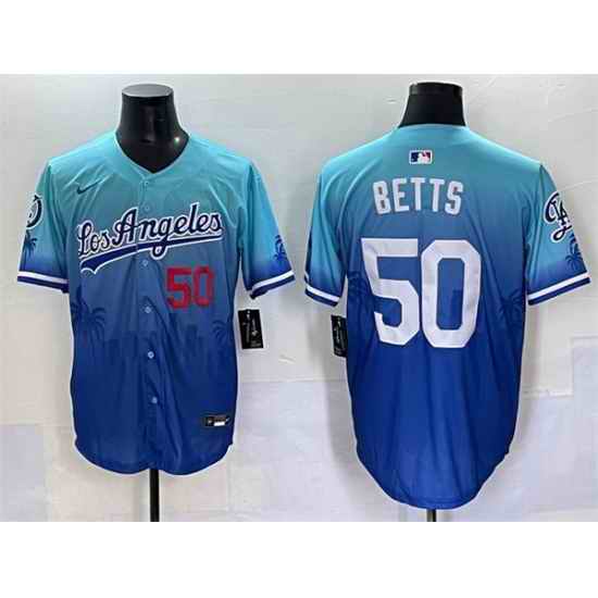 Men Los Angeles Dodgers 50 Mookie Betts Blue Limited Stitched Baseball Jersey