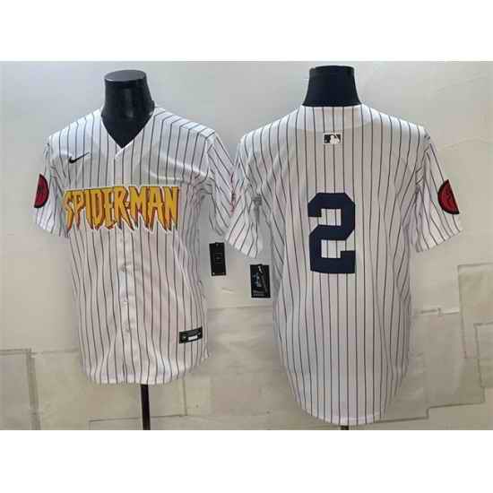 Men New York Yankees X Spider Man 2 Derek Jeter White Limited Stitched Baseball Jersey
