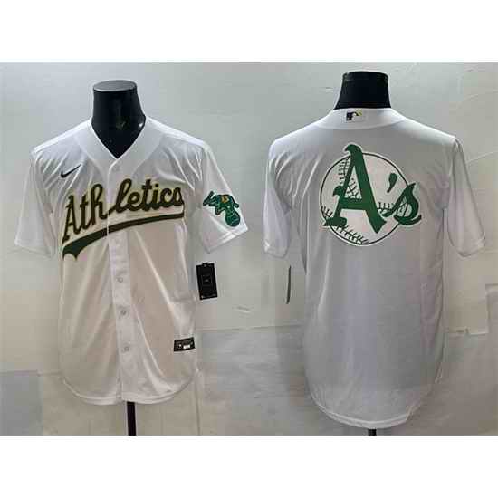 Men Oakland Athletics Team Big Logo White Stitched Baseball Jersey 2