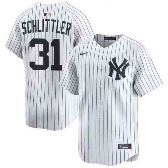 Men New York Yankees 31 Cam Schlittler White Cool Base Stitched Jerseys