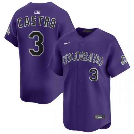 Men Colorado Rockies Nike Purple Alternate Limited Jersey Castro Willi 3