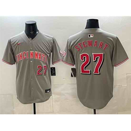 Men Cincinnati Reds  27 Sal Stewart Grey Road Limited Stitched Baseball Jersey