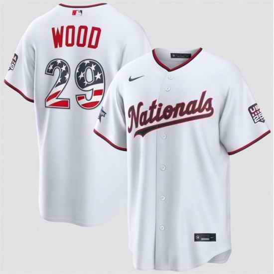 Men Washington Nationals  29 James Wood White 2026 All Star Edition Stars   Stripes Stadium Pick A Player Stitched Baseball Jersey