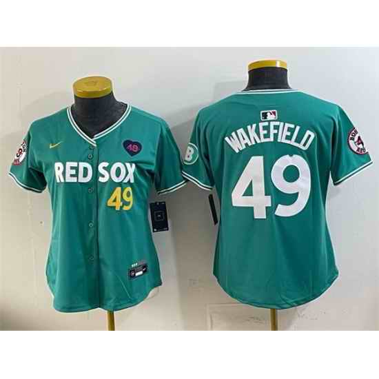 Women Boston Red Sox  49 Tim Wakefield Memorial Patch Green 2025 City Connect Limited Stitched Baseball Jersey