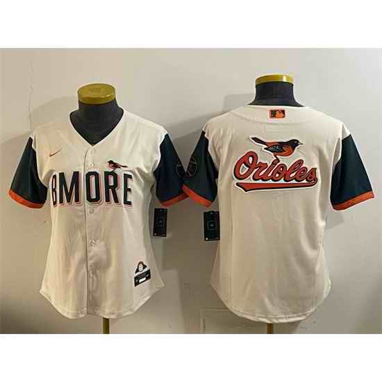 Women Baltimore Orioles Team Big Logo Natural 2026 City Connect Stadium Stitched Baseball Jersey   001