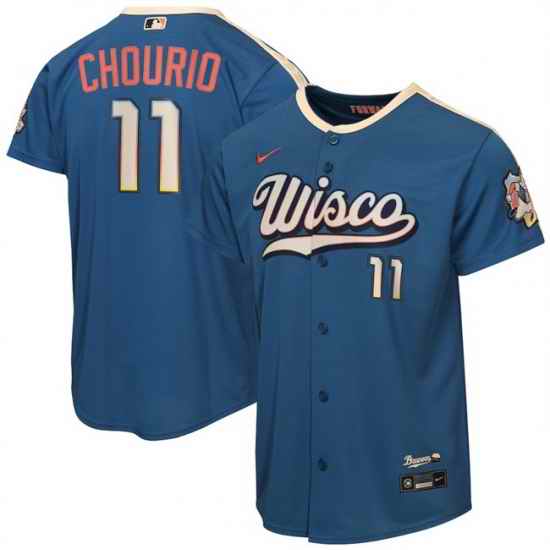 Youth Milwaukee Brewers  11 Jackson Chourio Mineral Blue 2026 City Connect Stadium Stitched Baseball Jersey