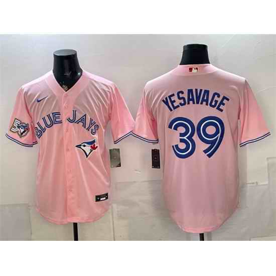 Men Toronto Blue Jays  30 Alejandro Kirk Pink 50 Seasons Patch Stitched Baseball Jersey
