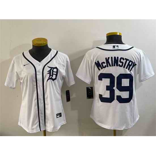 Women Detroit Tigers 39 Zach McKinstry White Cool Base Stitched Baseball Jersey