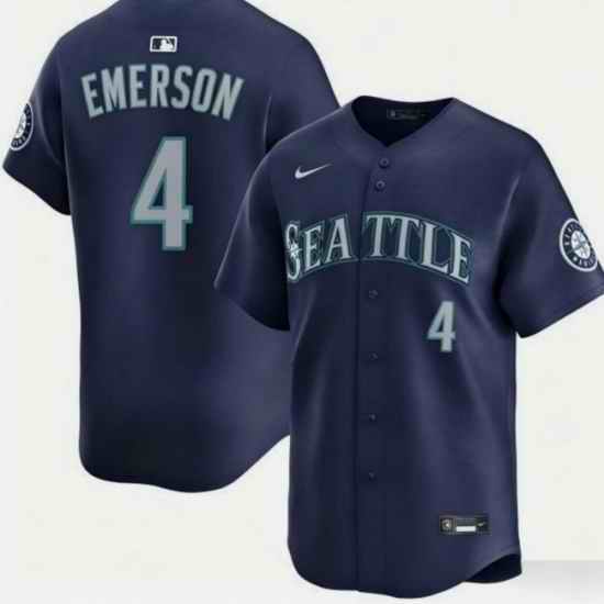 Men Seattle Mariners  4 Colt Emerson Navy Cool Base Stitched Baseball Jersey