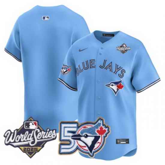 Men Women Youth Blue Jays 50th Patch 2025 World Series Powder Blue Team Blank Stitched Jersey