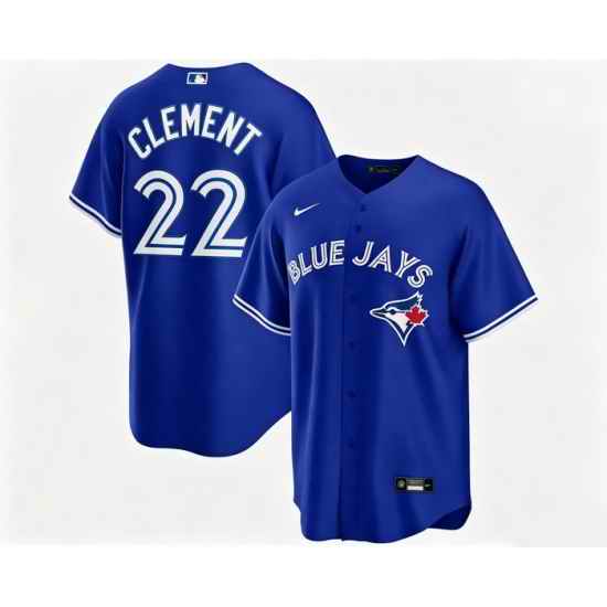 Men Toronto Blue Jays Ernie Clement 22 Blue Away Flex Base Stitched Baseball Jersey