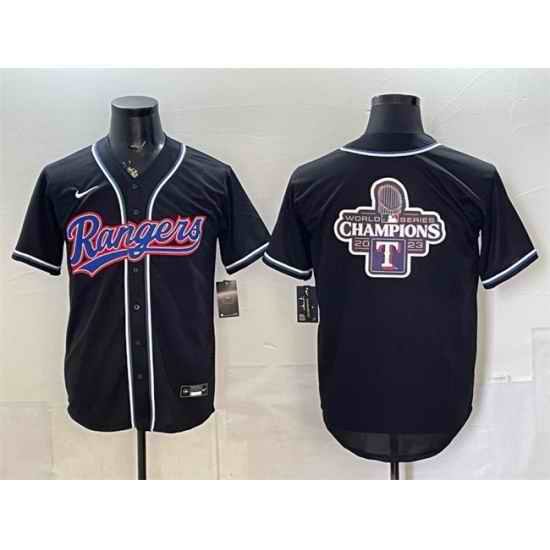 Men Texas Rangers Team Big Logo 2026 Fashion Replica Black Out Stitched Baseball Jerseys 001