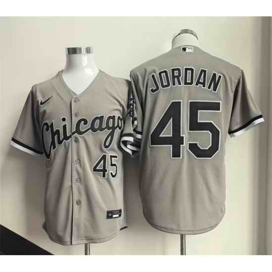 Men Chicago White Sox  45 Michael Jordan Grey Cool Base Stitched Jersey