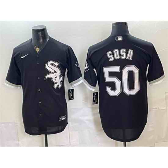 Men Chicago White Sox  50 Lenyn Sosa Black Stitched Baseball Jersey