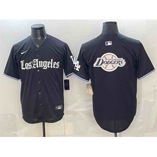 Men Los Angeles Dodgers Team Big Logo Black  Gothic Edition  Vapor Premier Limited Stitched Baseball Jersey 002