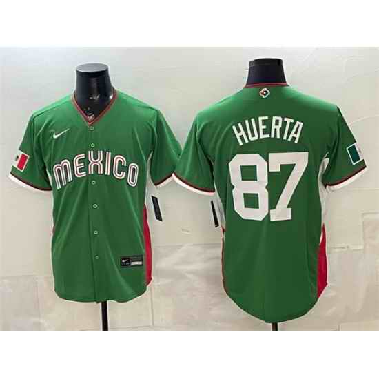 Men Mexico Baseball  87 Jesus Huerta Green 2026 World Baseball Classic Stadium Stitched Jersey