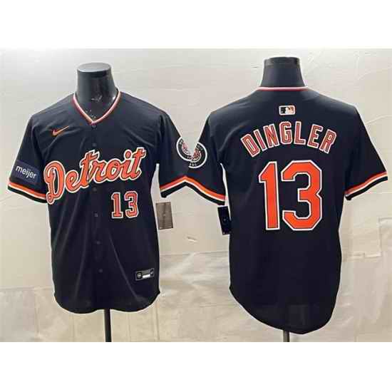 Men Detroit Tigers  13 Dillon Dingler Black 2026 Meijer Patch Alternate Vapor Premier Limited Stitched Baseball Jersey