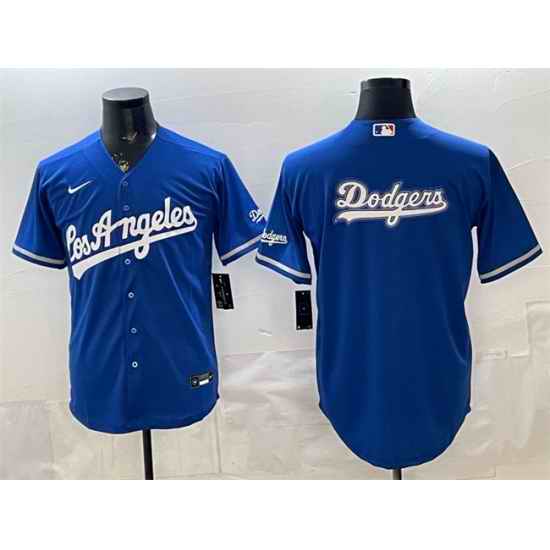 Men Los Angeles Dodgers Team Big Logo Royal Alternate Stadium Stitched Baseball Jerseys