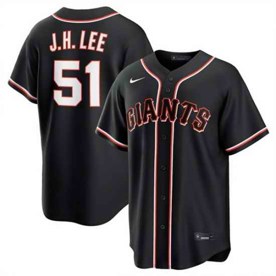 Men San Francisco Giants  51 Jung Hoo Lee 2026 Fashion Replica Black Out Stitched Baseball Jersey