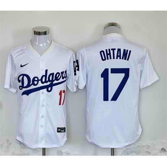 Men Los Angeles Dodgers 17 Shohei Ohtani White Home Limited Stitched Baseball Jersey