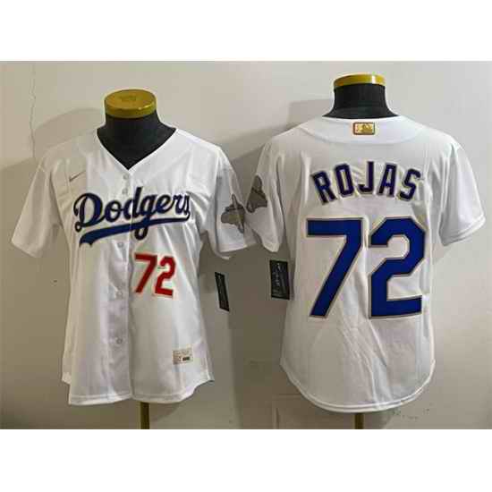 Youth Los Angeles Dodgers  72 Miguel Rojas White 2026 Gold Collection Stadium Stitched Baseball Jersey