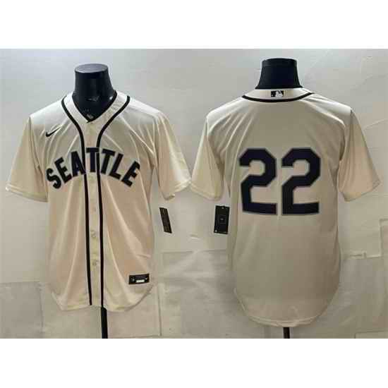 Men Seattle Mariners  22 Bryan Woo Cream Alternate Stitched Baseball Jersey