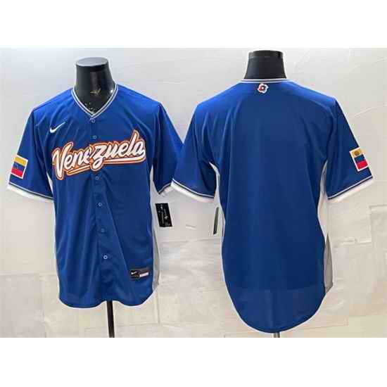 Men Venezuela Baseball Blank Blue 2026 World Baseball Classic Road Stadium Stitched Jersey