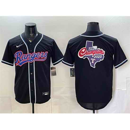 Men Texas Rangers Team Big Logo 2026 Fashion Replica Black Out Stitched Baseball Jersey
