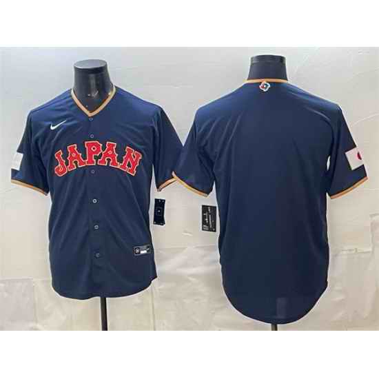 Men Japan Baseball Blank Navy 2026 World Baseball Classic Road Stadium Stitched Jersey
