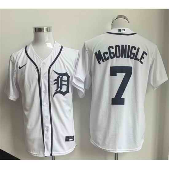 Men Detroit Tigers  7 Kevin McGonigle White Cool Base Stitched Baseball Jersey