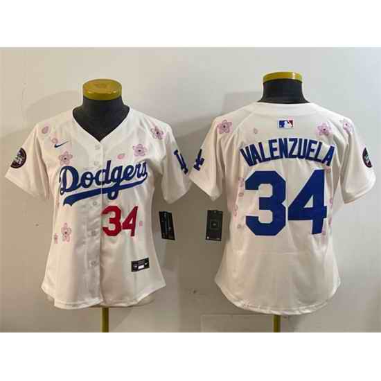 Youth Los Angeles Dodgers 34 Fernando Valenzuela Cream 2025 Tokyo Series Limited Stitched Baseball Jersey