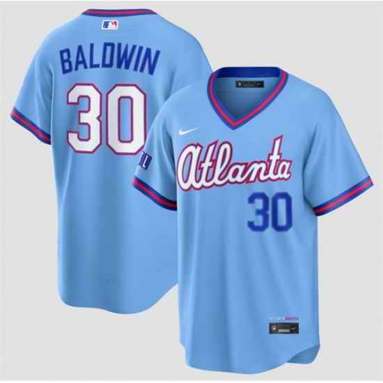 Men Atlanta Braves  30 Drake Baldwin Powder Blue 2026 City Connect Stadium Stitched Baseball Jersey