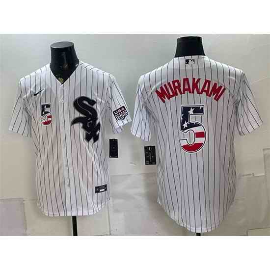 Men Chicago White Sox  5 Munetaka Murakami White 2026 USA 250 Fourth of July Stitched