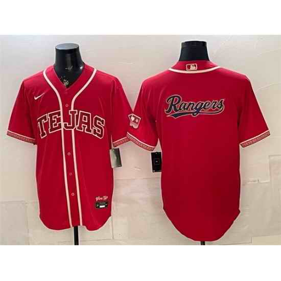 Men Texas Rangers Team Big Logo Red 2026 City Connect Stadium Stitched Baseball Jersey