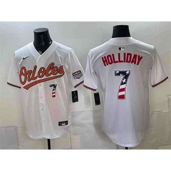 Men Baltimore Orioles  7 Jackson Holliday White USA 250 Fourth of July Home Stitched Baseball Jersey