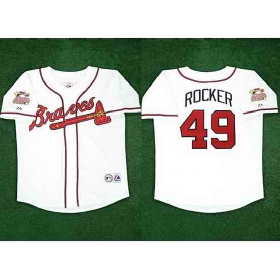 Men Atlanta Braves  49 John Rocker White 2000 All Star Home Stitched Baseball Jersey