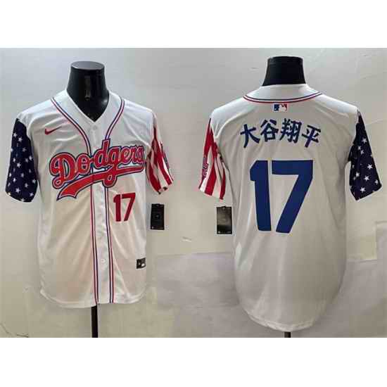 Men Los Angeles Dodgers 17  Shohei Ohtani White Limited Stitched Baseball Jersey